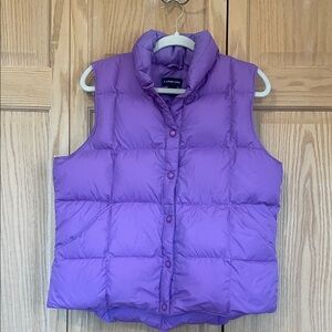 Lands' End Lavender Down Puffer Vest Size Large 14-16 Snap closure